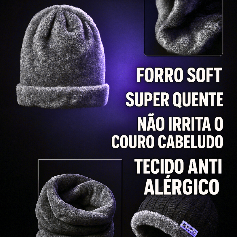 KIT INVERNO - Leve 2 KITS COMPLETOS (Toucas, Cachecol + Luvas IMPERMEÁVEL) + Frete GRÁTIS