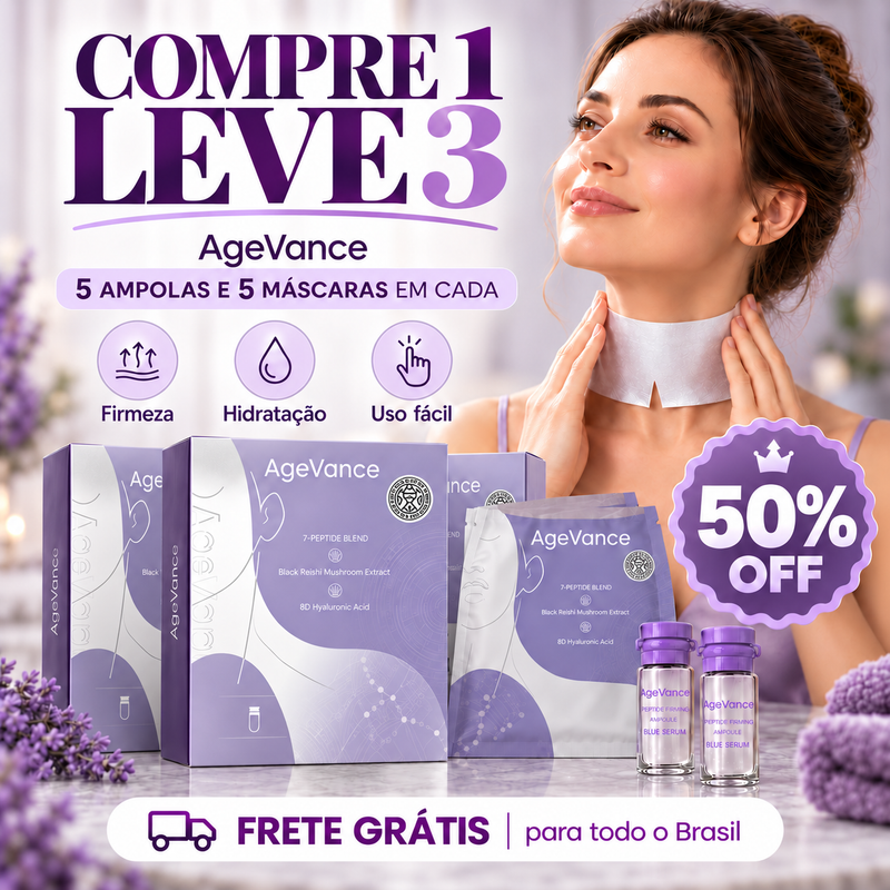 Kit Pescoço Firme AgeVance - TRATAMENTO COMPLETO | COMPRE 1 LEVE 3 CAIXAS + Frete GRÁTIS