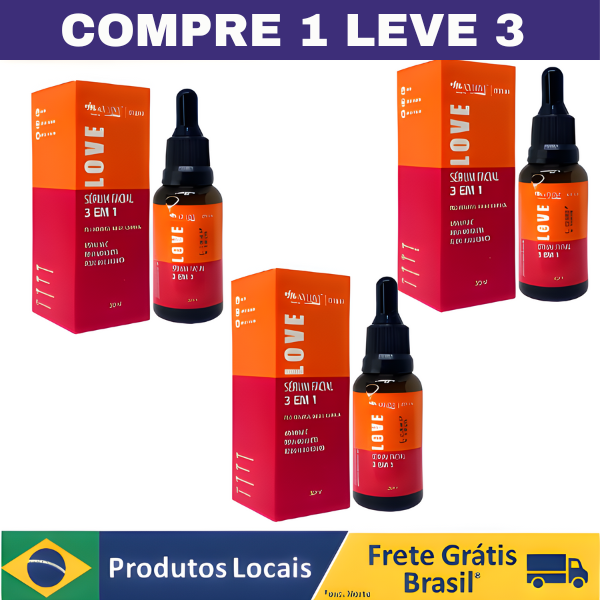 LANÇAMENTO RESTAURADOR FACIAL 2024 - Sérum Facial 3 em 1 MaxLove  I  COMPRE 1 LEVE 3 I + Frete Grátis