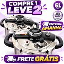 Panela de Pressão Inox 6L SecureLock Pro | COMPRE 1 LEVE 2 + Entrega GRÁTIS e RÁPIDA