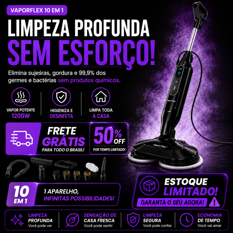 VaporFlex Limpador Multifuncional 10 Em 1 - 1200w Bivolt | FRETE GRÁTIS