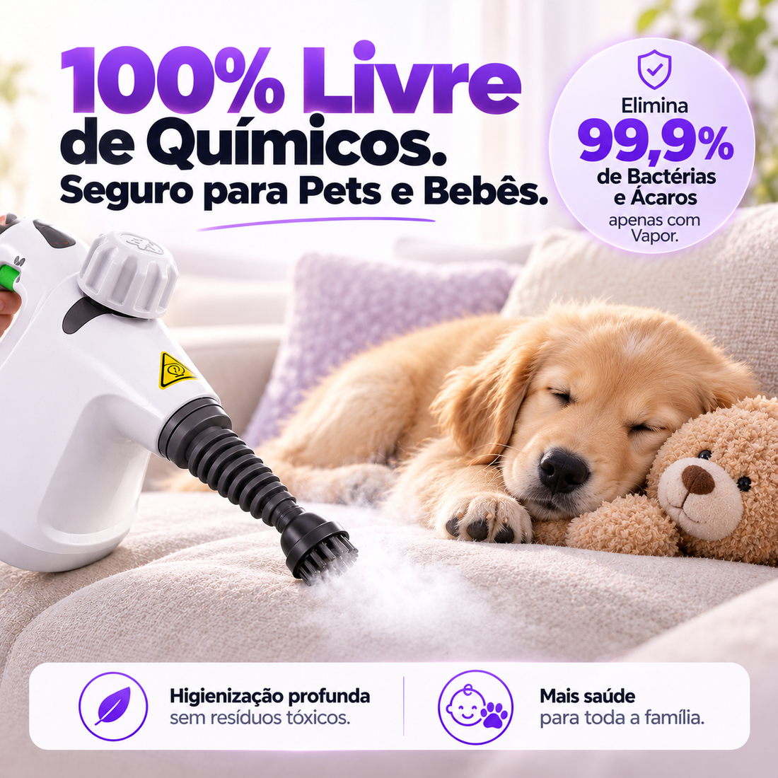 Limpador a Vapor Portátil 12 em 1 1200W - Limpa Cozinha, Banheiro, Sofá e Carro Sem Química - 110V ou 220V