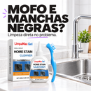 LimpaMax Gel com escova ao lado de uma pia: mofo e manchas negras