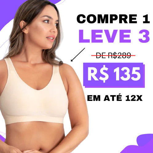 COMPRE 1 LEVE 3 -  Sutiã Confort Milena - Efeito Silicone